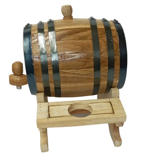 Barrica de roble 1L personalizable para reposar Tequila con base copera