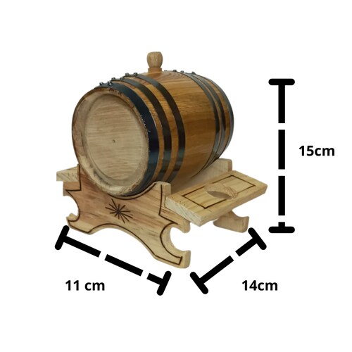Barrica de roble 1L personalizable para reposar Tequila con base copera