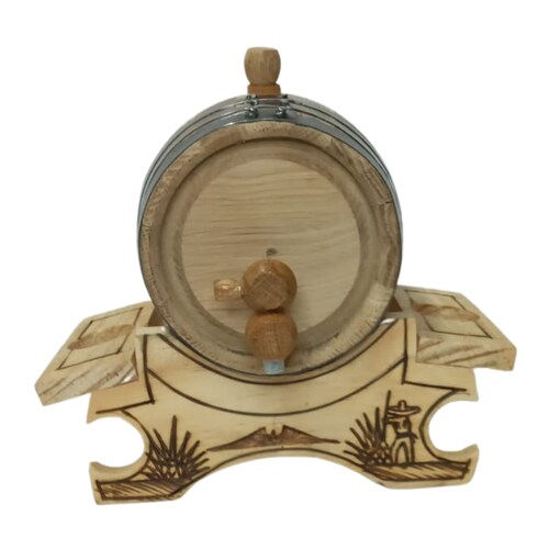 Barrica de roble 1L personalizable para reposar Tequila con base copera