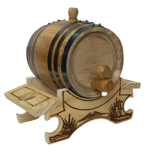 Barrica de roble 1L personalizable para reposar Tequila con base copera