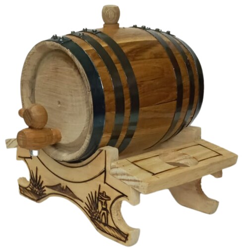 Barrica de roble 1L personalizable para reposar Tequila con base copera