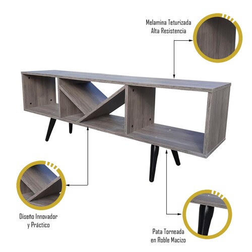 Rack Centro De Entretenimiento Smart Hogare, Para Tv 55 Inteligente y Moderno Gris Storm 