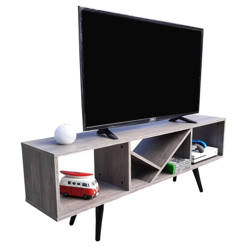 Rack Centro De Entretenimiento Smart Hogare, Para Tv 55 Inteligente y Moderno Gris Storm 