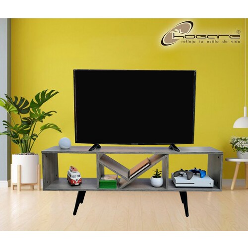 Rack Centro De Entretenimiento Smart Hogare, Para Tv 55 Inteligente y Moderno Gris Storm 