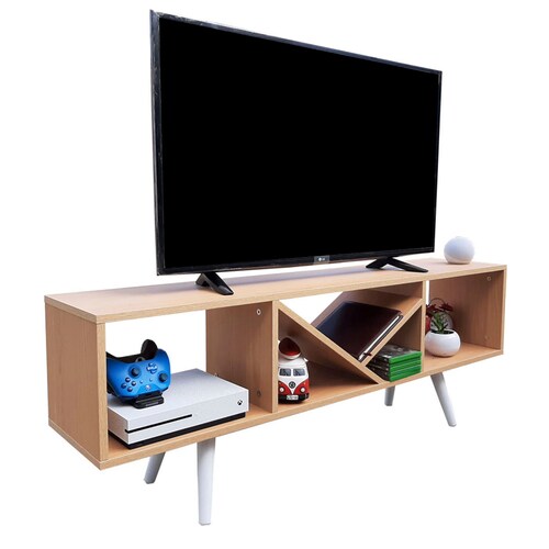 Rack Centro De Entretenimiento Smart Hogare, Para Tv 55  Moderno y Elegante Roble 