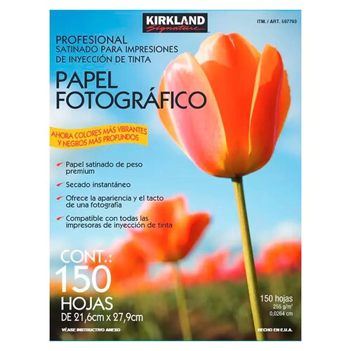 Papel Fotográfico Satinado 150 Pz Premium 255g Kirkland