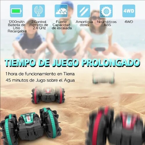Coche Anfibio Con Conducción Doble Lado Y Rotación Rojo