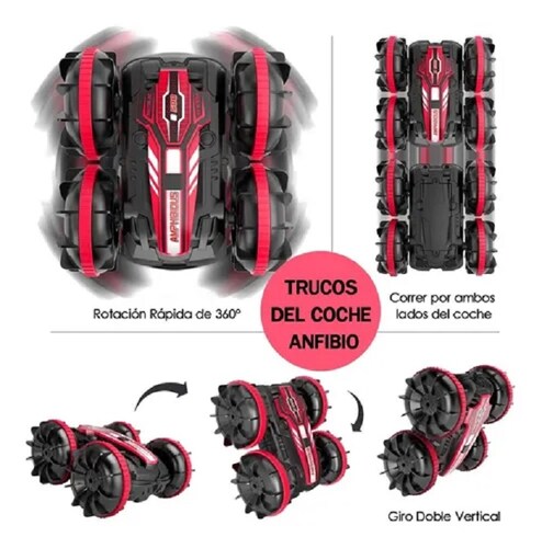Coche Anfibio Con Conducción Doble Lado Y Rotación Rojo