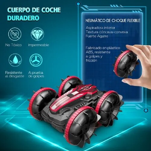 Coche Anfibio Con Conducción Doble Lado Y Rotación Rojo