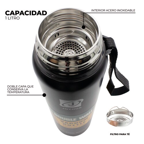 Termo Deportivo De Acero Inoxidable Acabado Metálico 1lt