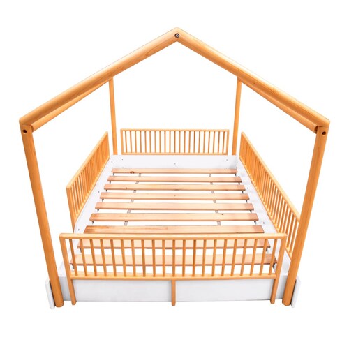 Matrimonial - Cama Casa Montessori de madera con barandales removibles DUDUK