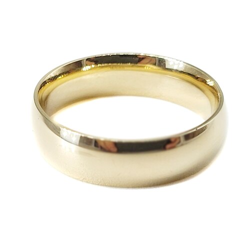 Par de argollas matrimoniales lisas amarillas de 4mm de Oro 14k *(Grabado de regalo)*