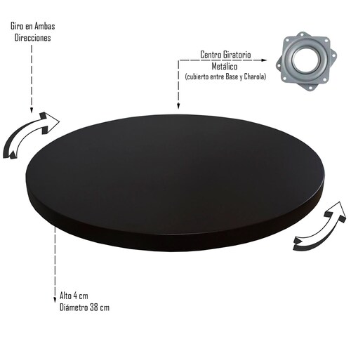 Charola Giratoria 38 cm Hogare Chocolate