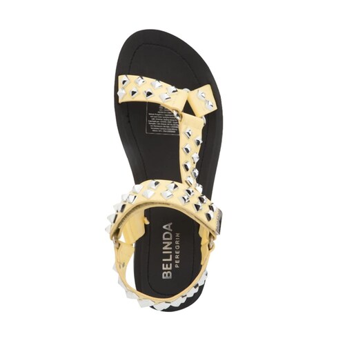 Sandalias casuales Belinda Peregrin color amarillo, con estoperoles, mod. 1019459