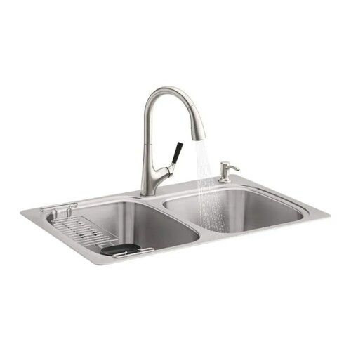 Tarja Cocina + Llave Mezcladora + Dispensador Jabon Kholer 