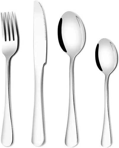 Set 24 Cubiertos Vajilla Cuchillo Cuchara Tenedor Color Plata