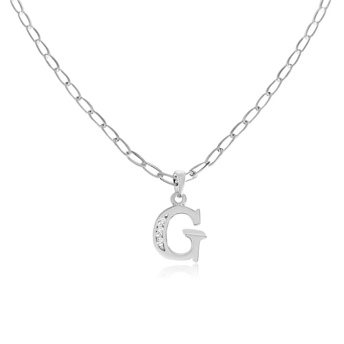 Collar de Inicial Authshine de Plata Ley 925 con Circonia Letra G para Mujer