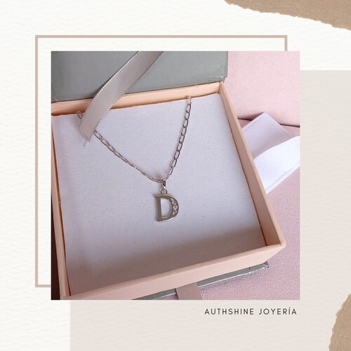 Collar de Inicial Authshine de Plata Ley 925 con Circonia Letra G para Mujer