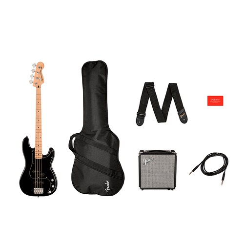 Pack Bajo Eléctrico Squier Affinity Series Black Pj Bass R15 120V 0372981006