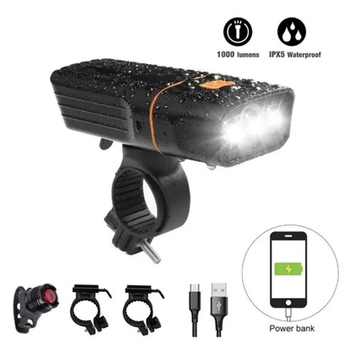 Lámpara Led T6 Recargable 1000 Lm Impermeable Para Bicicleta