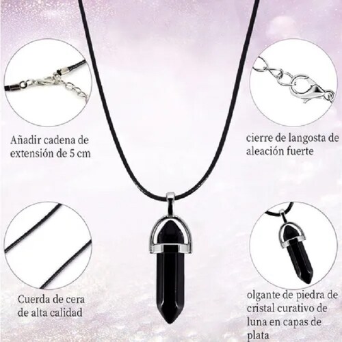 Dije De Cuarzo Natural Gema Prisma Cristal Negro