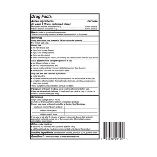 FLEET ENEMA 4.5 OZ 133 ML REGULAR (PAQUETE DE 8) KIT DE 8
