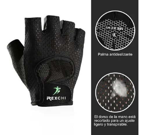 Guantes Gym Deporte Crossfit Unisex Negro-L