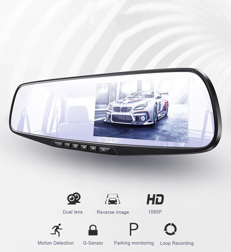 Monitor + Camara Reversa Auto Con Vision Nocturna 4 Leds