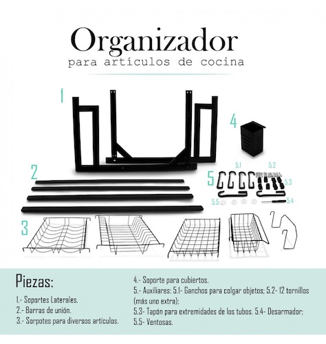 Escurridor para trastes platos de acero inoxidable 2 niveles sobre el fregadero.