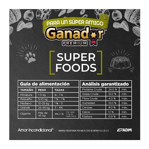 Alimento para Perro Ganador Premium Super Foods 20 kg