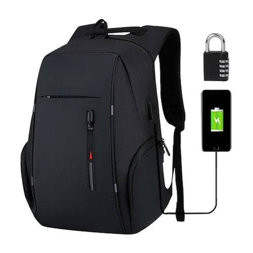 Mochilas Gran Capacidad Para Hombres/niñas Con Cargador Usb Color Gris