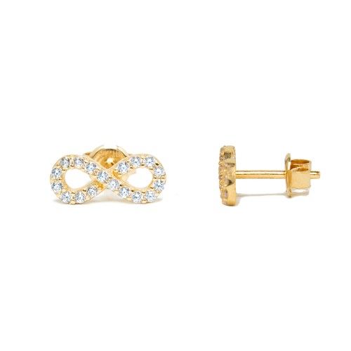 Aretes Infinito Oro Italiano 14 Kilates.