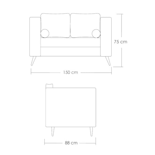 Sofá Berlín 2 Plazas Sillón Tela De Lino Moderno Minimalista (Gris claro)