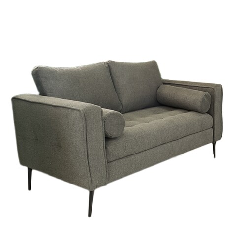 Sofá Berlín 2 Plazas Sillón Tela De Lino Moderno Minimalista (Gris oscuro)