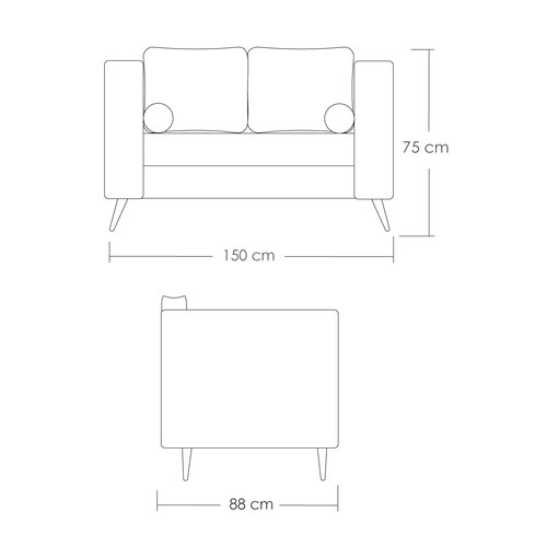 Sofá Berlín 2 Plazas Sillón Tela De Lino Moderno Minimalista (Gris oscuro)