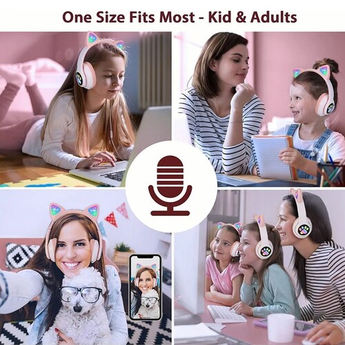 Audífonos Bluetooth De Orejas De Gato Para Niños.