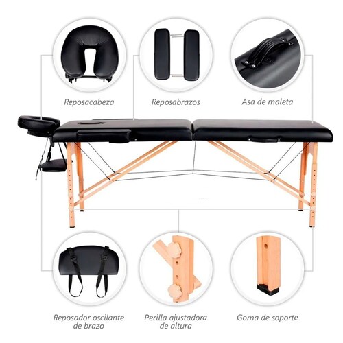 Cama Para Masaje Spa Portátil Reclinable Estuche Profesional