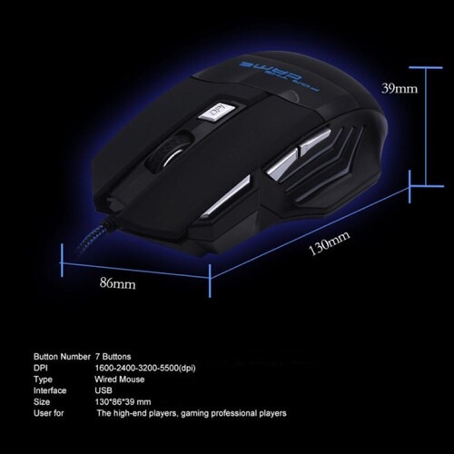 Mouse Gamer Con Luz Led RGB Ele-Gate MO18 Color Negro