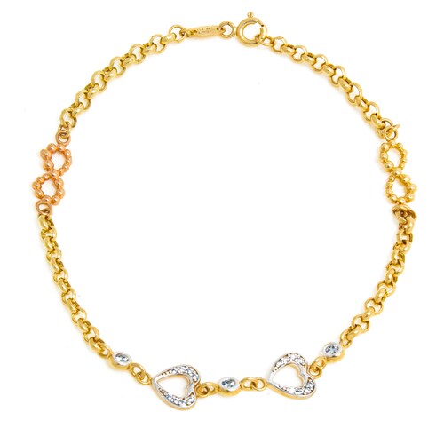 Pulsera Infinito y Corazón Oro Italiano 14 Kilates.