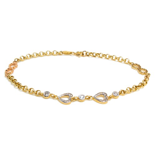 Pulsera Infinito y Corazón Oro Italiano 14 Kilates.