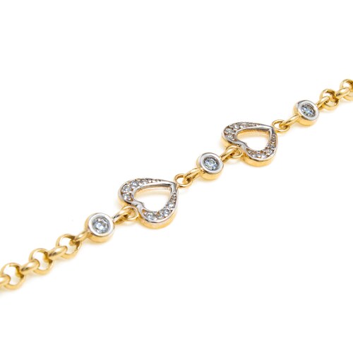 Pulsera Infinito y Corazón Oro Italiano 14 Kilates.