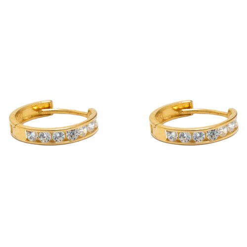 ARRACADAS HUGGIES ORO AMARILLO Y BLANCO 14K