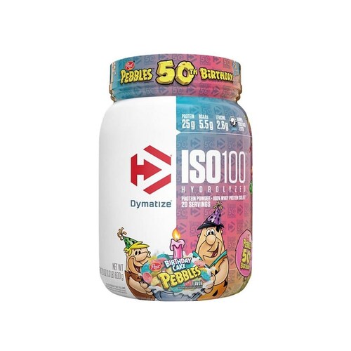 Proteina Dymatize  ISO 100 Pebbles 20 Serv Sabor Birthday Cake