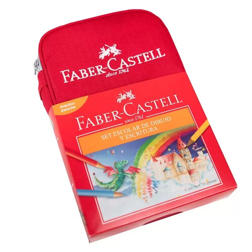 Faber Castell 24 Colores Estuche 34 Piezas Escuela Dibujo