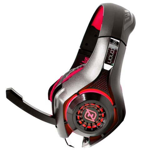 Audífonos Gamer Necnon Micrófono Cancelación De Ruido Rojo