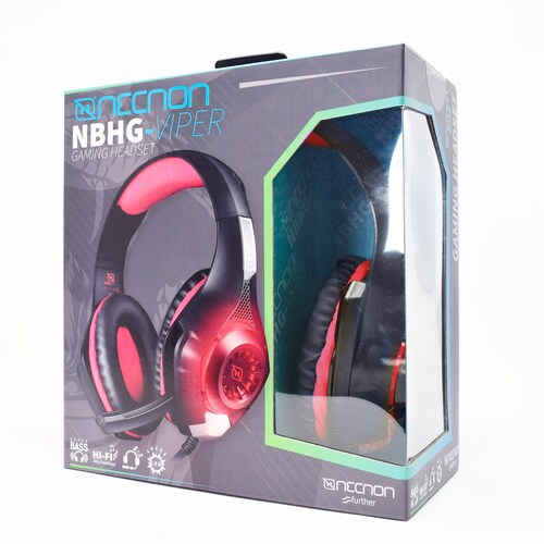 Audífonos Gamer Necnon Micrófono Cancelación De Ruido Rojo
