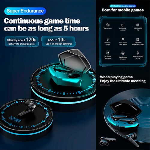 Audífonos Inalámbricos Gamer Bluetooth In Ears Bass Manos Libres Para Musica .