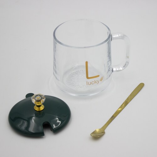 Taza de Cristal C/Base Eléctrica para Calentar Bebidas  55C Verde.