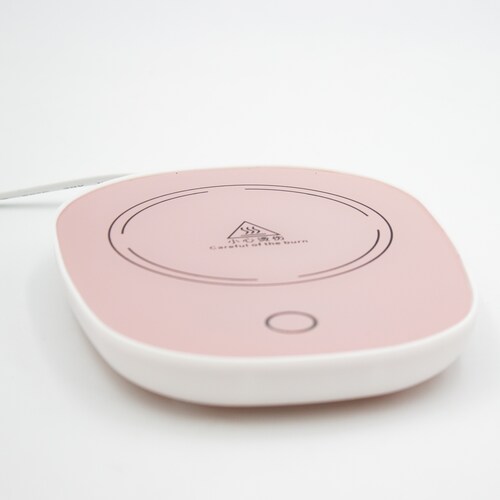 Taza de Cristal C/Base Eléctrica para Calentar Bebidas  55C Rosa.