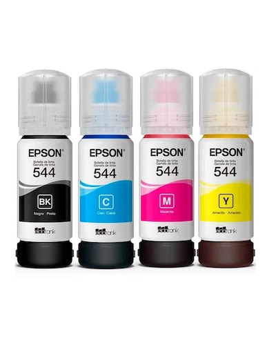 Kit 4 Botes de Tintas Epson EcoTank T544 L3250 L3210 L1210